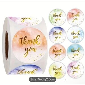 Colorful Thank You Stickers for Small Business 500 Qty